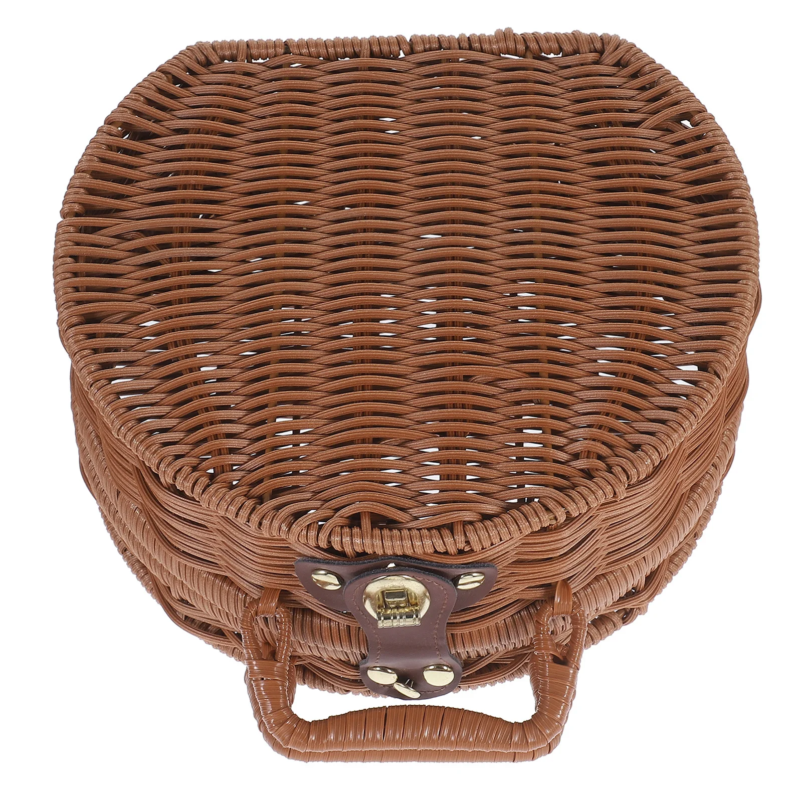 1 قطعة سلة النزهة حقيبة للتخزين المنسوجة يدويا حاوية الرجعية للتخييم التنزه في الهواء الطلق خمر تقليد الروطان سلة مغزولة