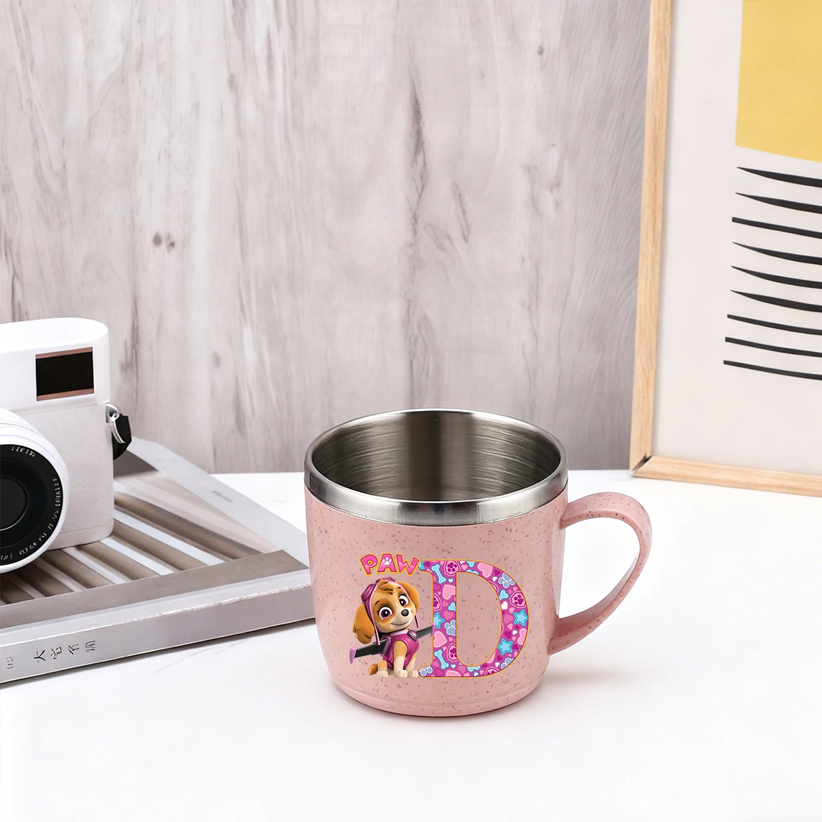 PAW Patrols Water Bottle for Girls Skye Stainless Steel Toothbrush Cups Cartoon Letter Home Coffee Milk Water Cup Birthday Gift