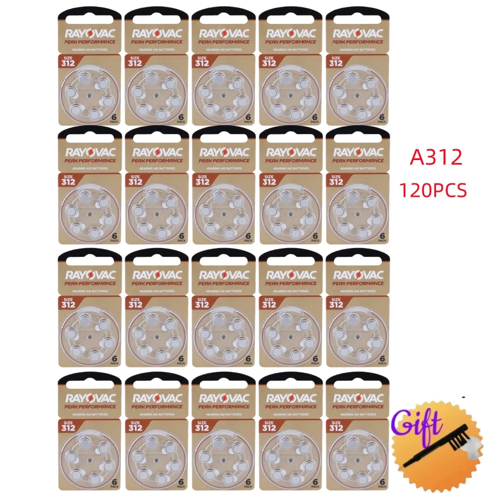 

120 шт. аккумуляторы для слуховых аппаратов RAYOVAC PEAK 1,45 В 312 312A A312 PR41 цинковая воздушная батарея для слуховых аппаратов BTE CIC RIC OE