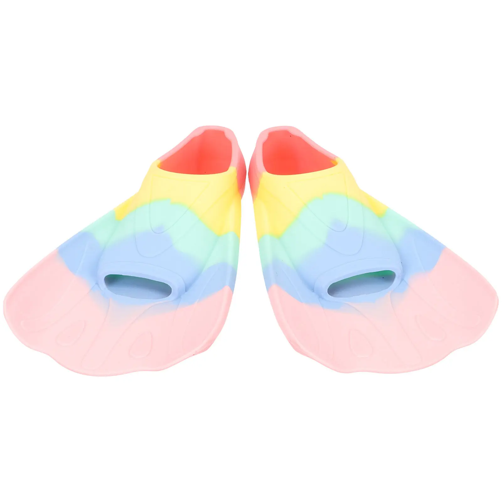 1Pair Children Lightweight Portable Open Heel Flexible Silicone Flippers Snorkeling Swimming Training Diving Accessory