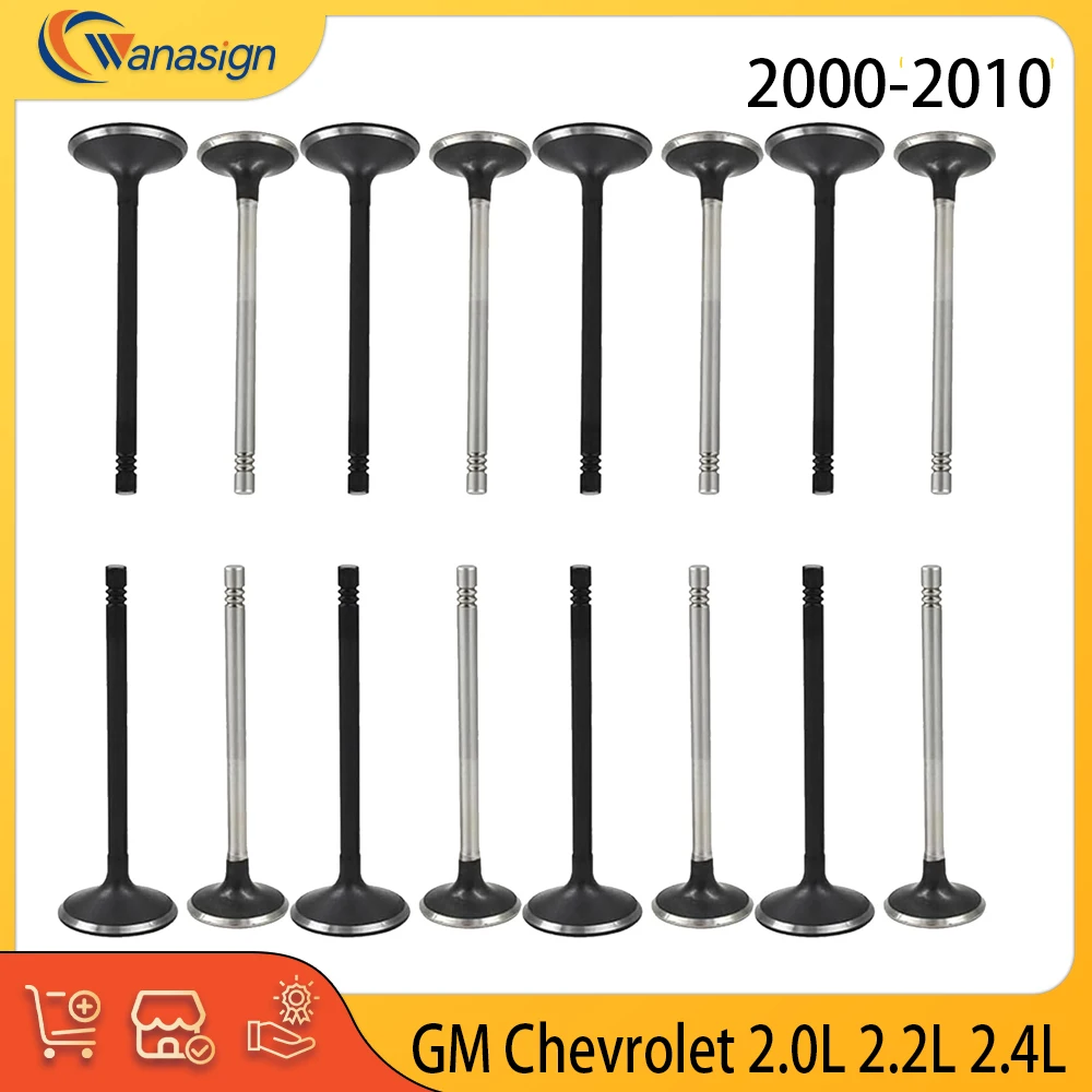 

Engine Part 16X Intake &Exhaust Valve Fit 2.0 2.2 2.4 L L4 GAS DOHC For 2000-2010 GM Chevrolet Pontiac Saturn 2.0L 2.2L 2.4L