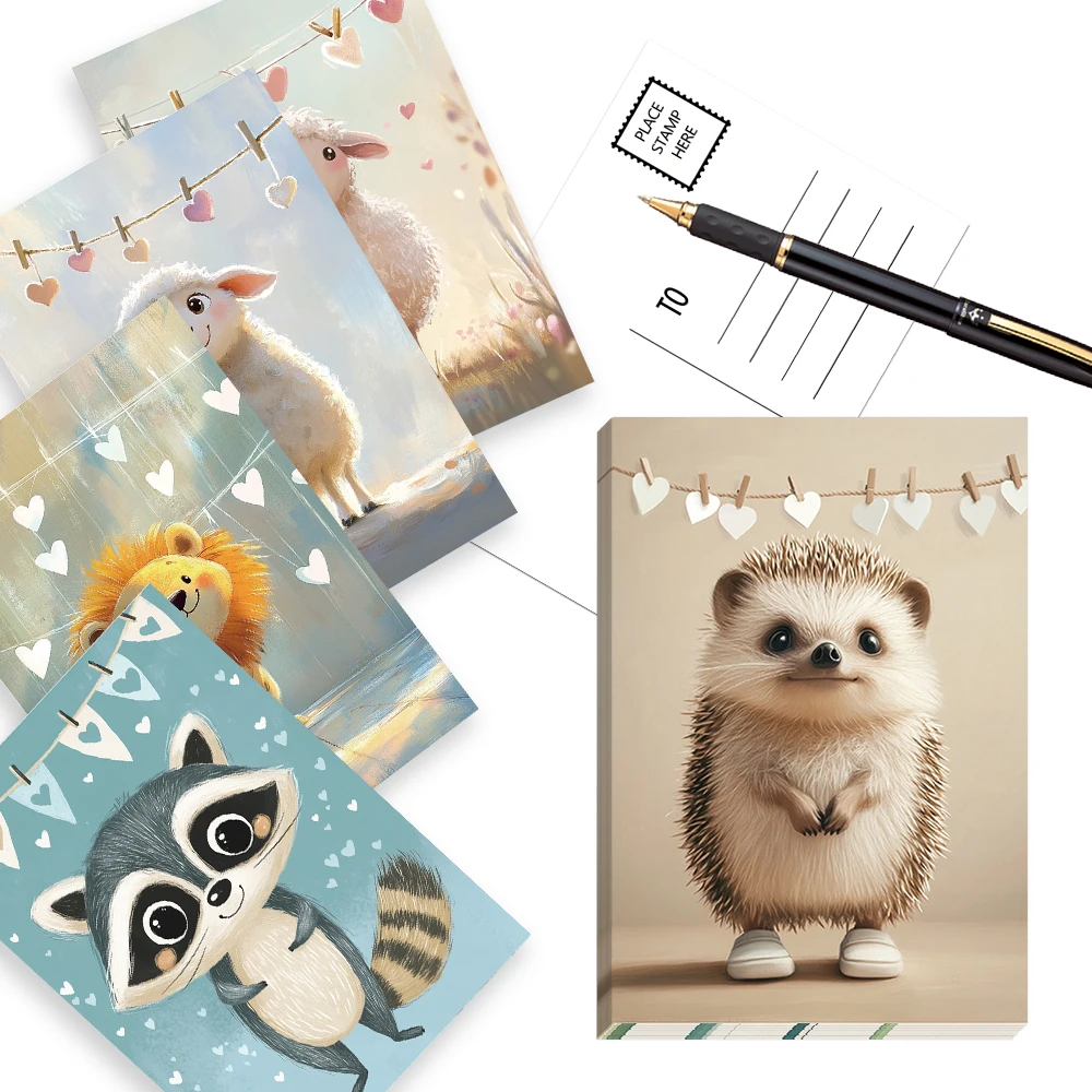 32-teiliges niedliches Tier-Postkarten-Set, Themenhandbücher/Décor/Grußkarten, dicker Karton, hochauflösender Druck, Sammlergeschenke