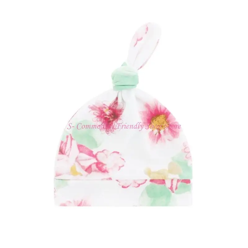 

85AE Baby Hospital Hat Cotton Comfortable Newborns Fetal Caps Fashionable Knotted Hat