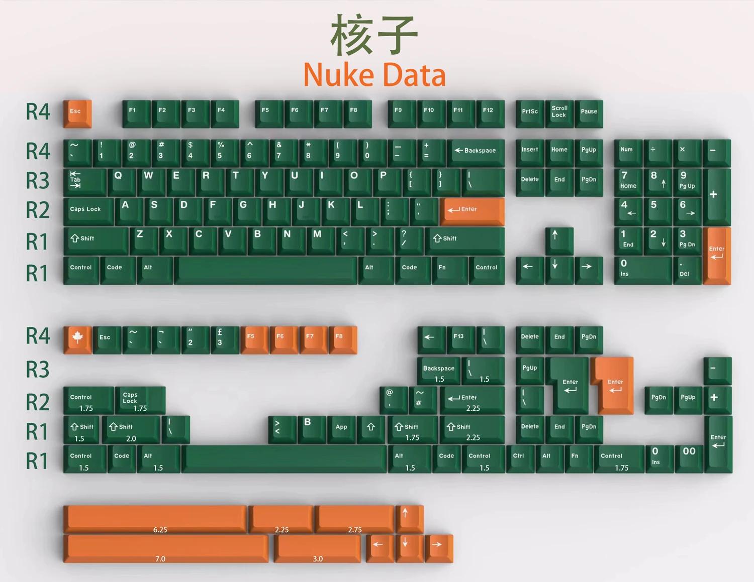 172Keys GMK Nuke Data Keycaps Cherry Profile ABS Double Shot