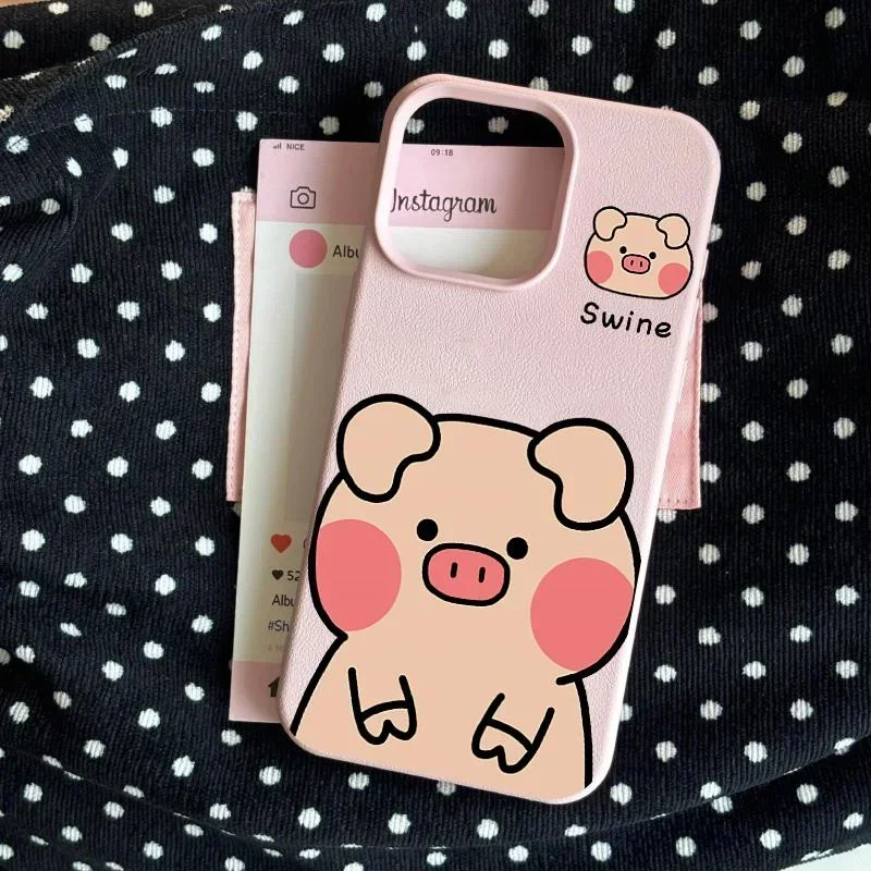 

Cute Pink Pig Lichee Pattern Phone Case For iPhone 16 15 14 11 12 13 Pro Max Cases for iPhone X XS XR 15 16 14 7 8 Plus 13 funda