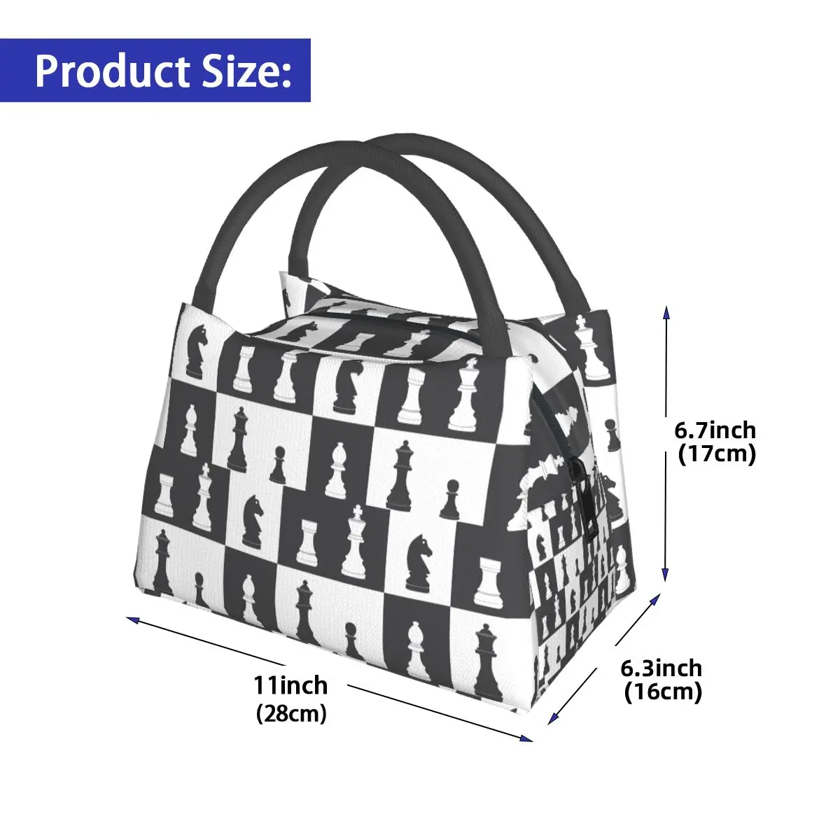 Chess Pieces On Board Insulated Lunch Bag for Women Picnic Storage Food Boxes Portable Container Cooler Thermal Lunch Box Tote