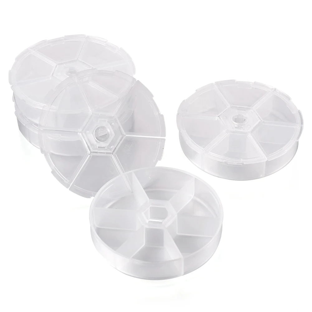 4Pcs Plastic Bead Containers Flip Top Bead Storage Round Box Case for Jewelry Craft Bead Storage Tool Organizer Display Box