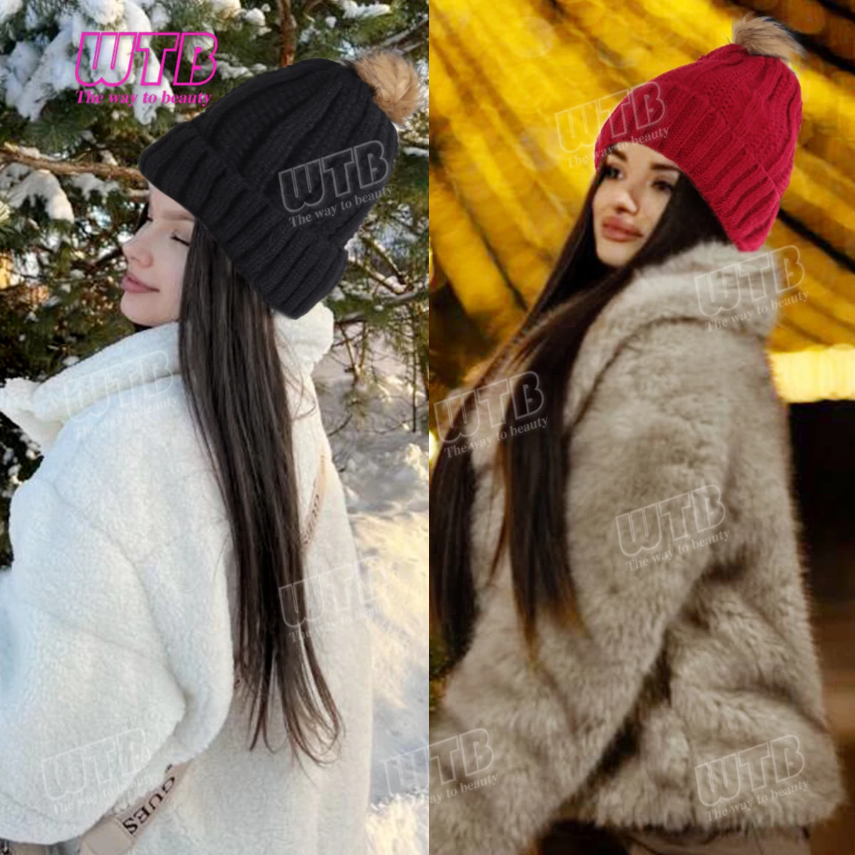 Long Straight Hat Wig Synthetic Wig With Elastic Knitted Hat Wig High Temperature Fiber, Suitable For Daily Wear, Autumn Winter