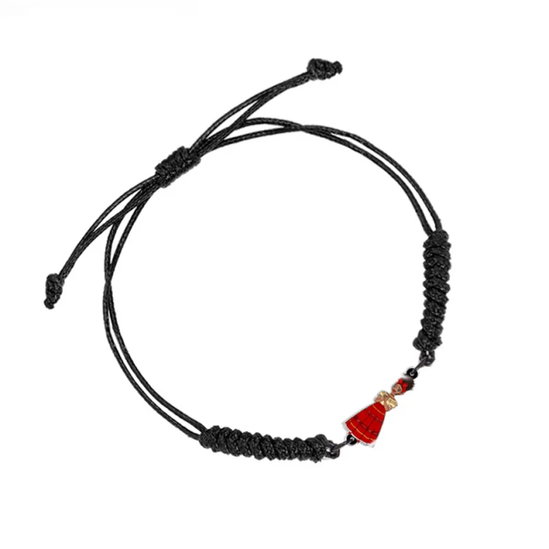 2022 Anime Disney Encanto Acrylic Adjustable Bracelet Mirabel with Isabela Red Black Handmade Epoxy Weave Rope Bracelets Gifts