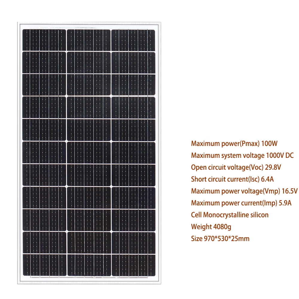 BOGUANG Rigid Glass Solar Panel Monocrystalline Cell High-efficiency 10W 25W 50W 100W 200W Power Generation PV Panel charge