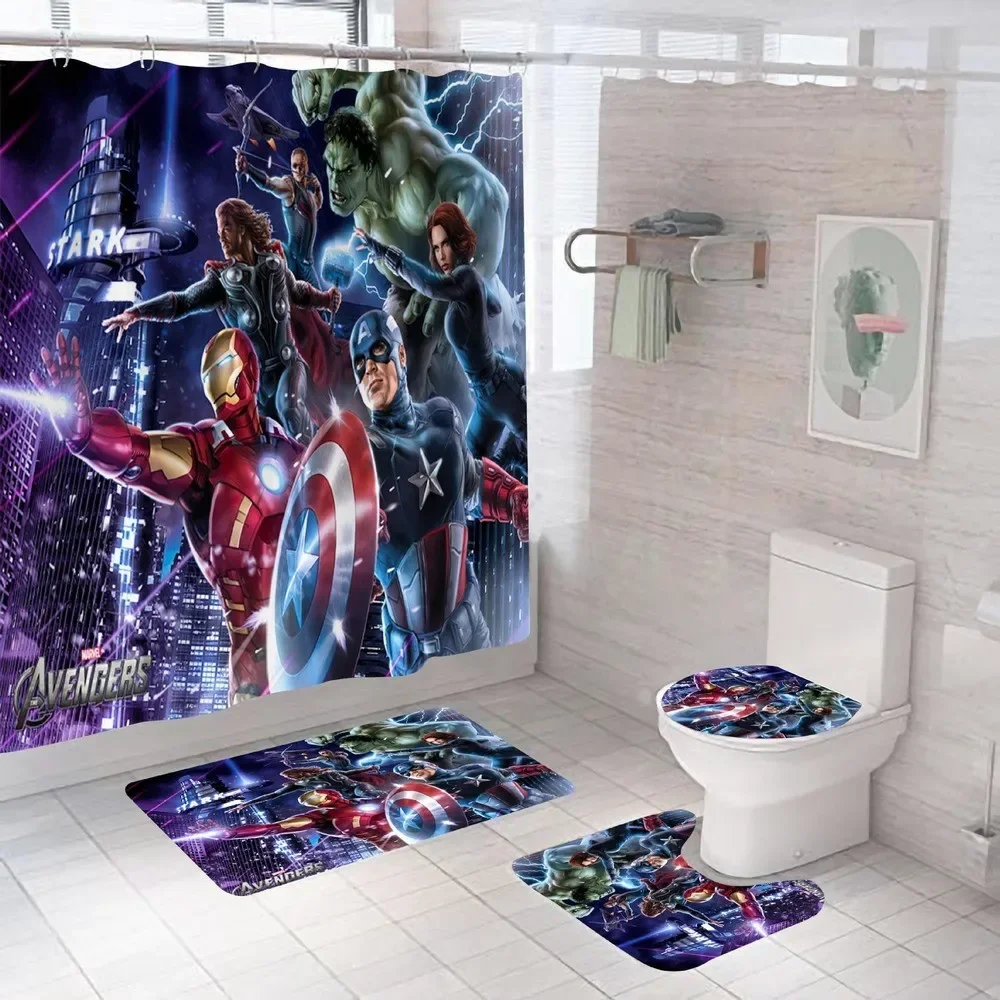 Disney Cartoon Shower Curtains Girls Bathroom Curtain 3D Fabric with Hooks Waterproof Bath Screen for Boy