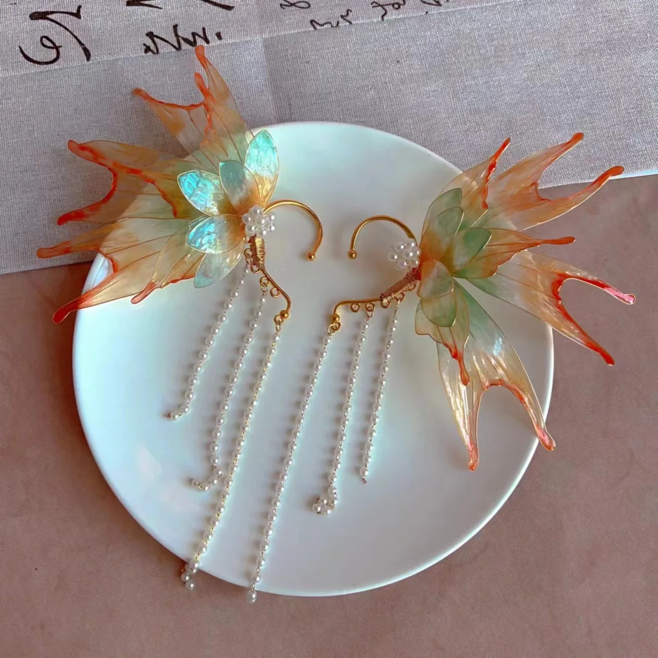1Pcs Mermaid Princess Pearl Tassel Ear Hanging Jewelry Fairy Sweet Earrings Elf Hanfu Earrings Antique Style Hair Accessories