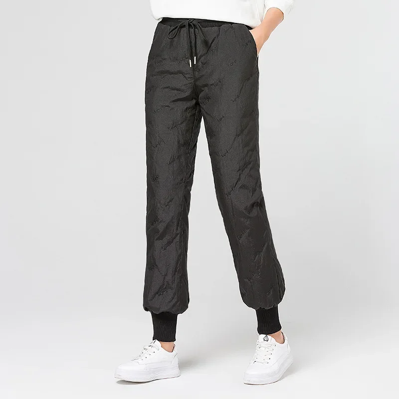 90% Duck Down Padded Pants Women Winter High Waist Elastic Skinny Pencil Pants Slim Warm Thick Duck Down Trousers Female PT-409