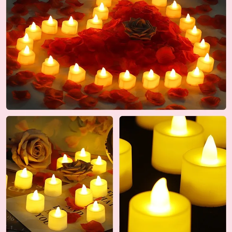 LED Flameless Candle Lights Electric Candles Tea Lights Heart Shaped Flashing Candles Birthday Wedding Party Romantic Decoration