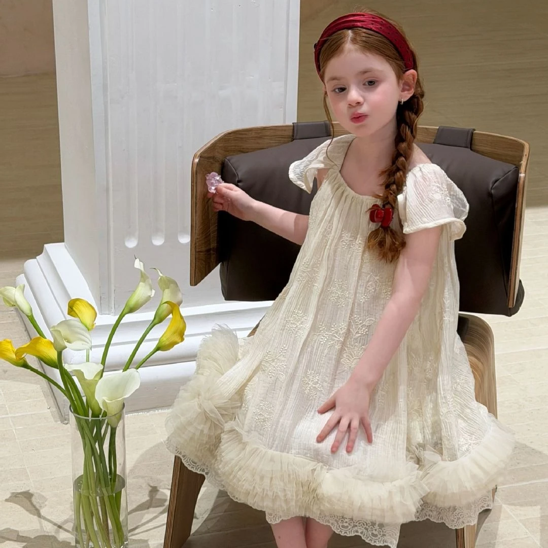 

Платье для девочек 2026: Новая коллекция весна-лето, детская одежда в корейском стиле, пышное кружевное платье принцессы из фатина для малышек