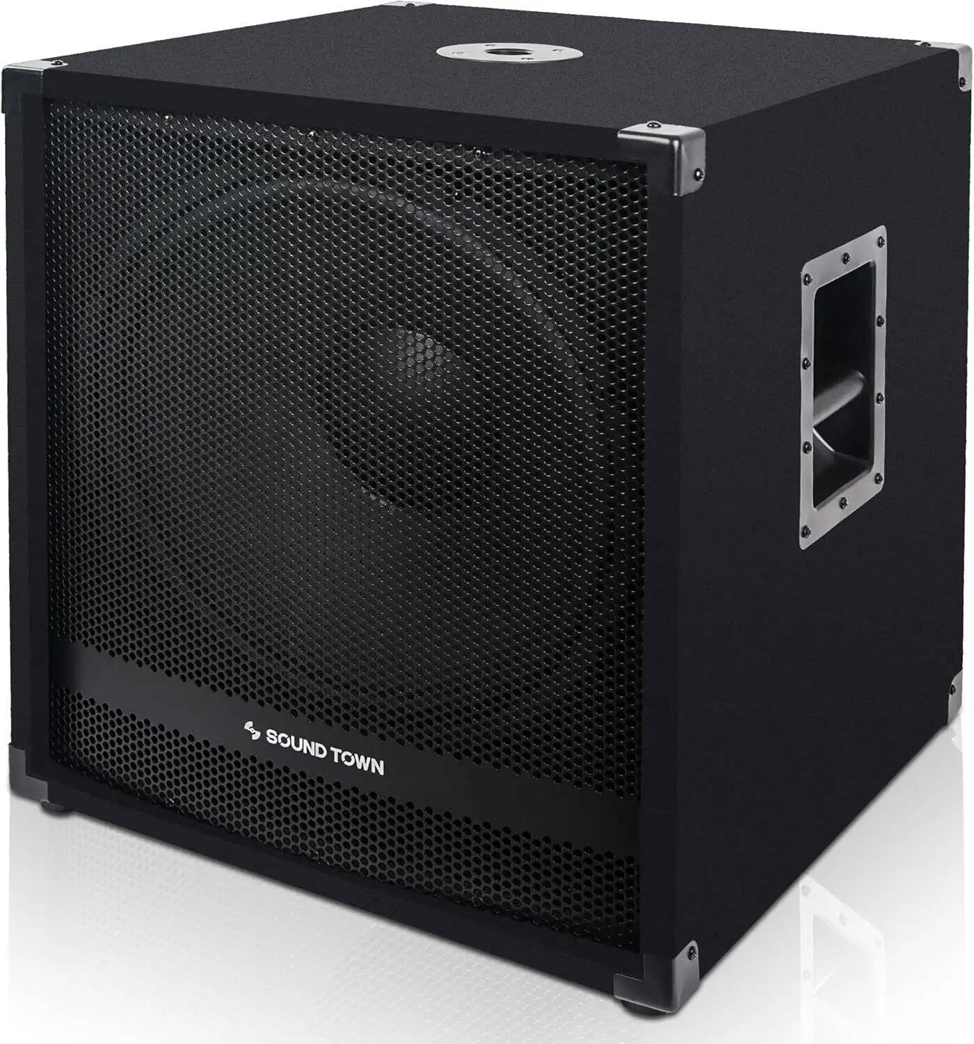 مضخم صوت كهربائي من سلسلة ساوند تاون ميتيس 2400 وات 18 بوصة 45.7 سم مع مضخم صوت من الفئة D، 4 بوصة (تقريبًا) 10.2 سم) ملف صوتي،