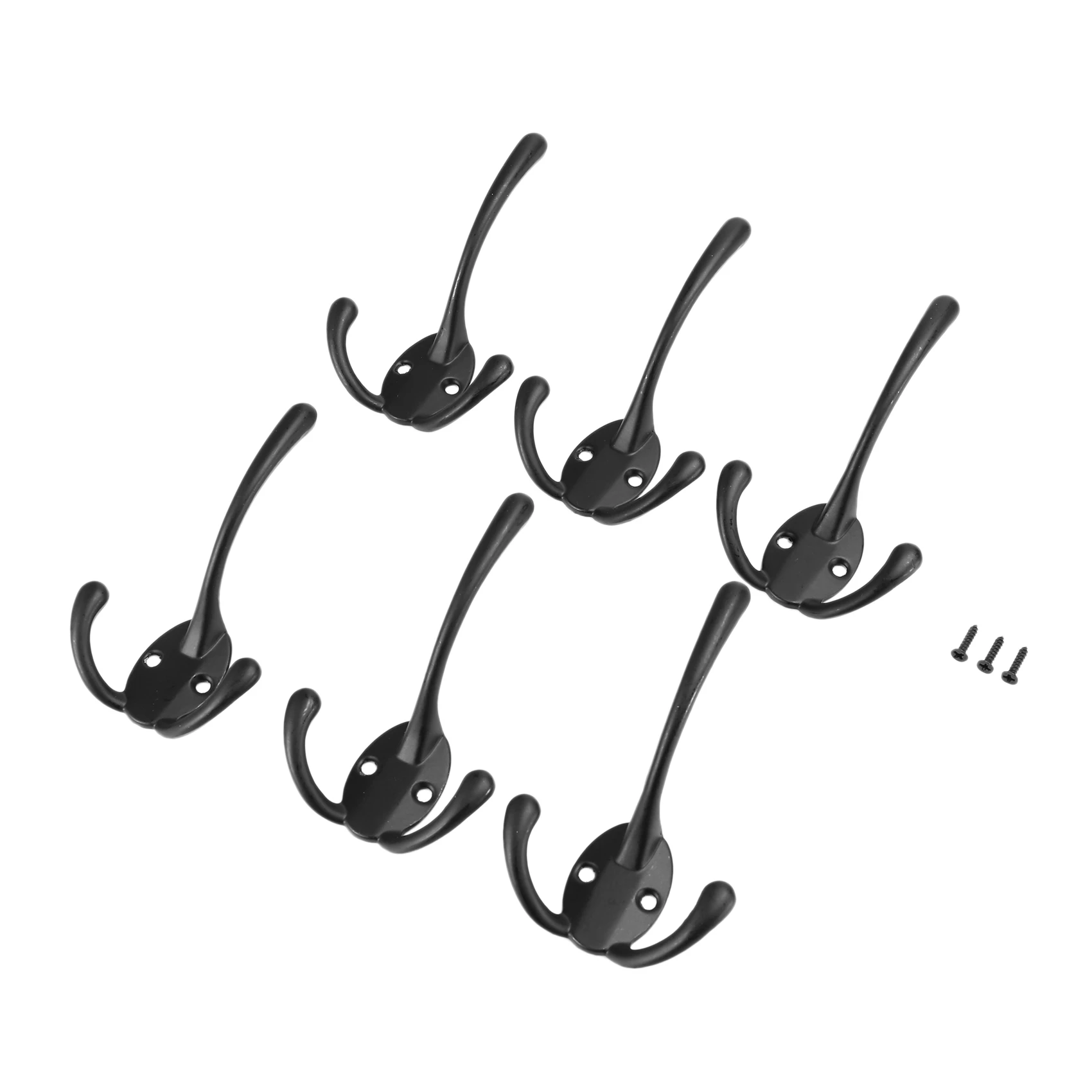 6PCS Big Heavy Duty Three Prongs Coat Hooks Wall Mounted with 12 Screws Retro Double Utility Rustic Hooks for Thick Coat