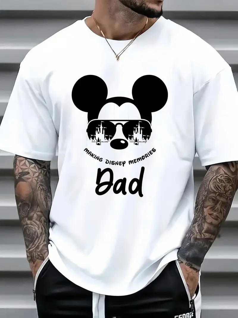 

Father's Day Disney Mickey Mouse Summer T-Shirt Boys Girls Family Parent-Child Clothing Casual Oversized Men Women Short Sleeve