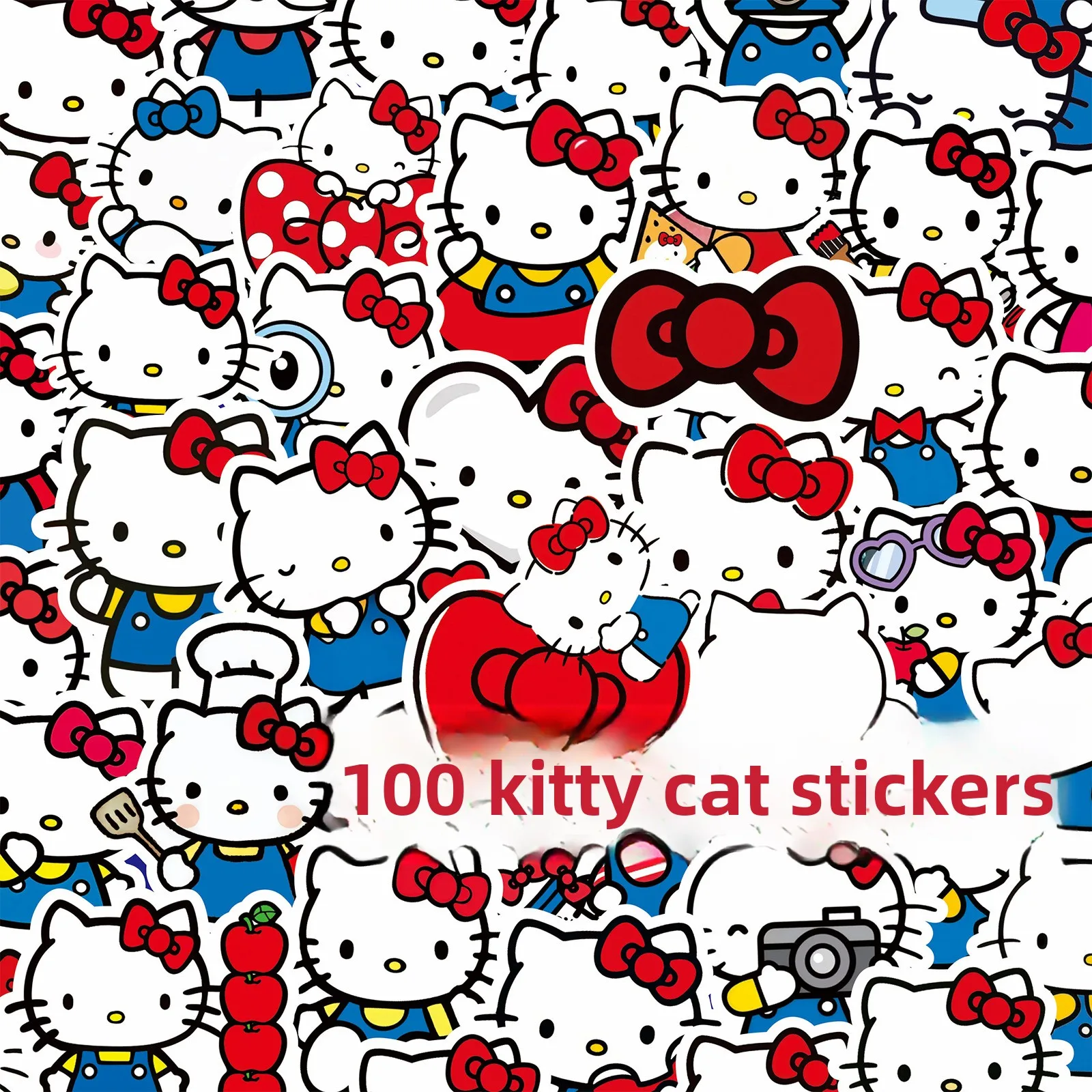 100 ملصق كرتوني هالو كيتي اللطيف سانريو لسجلات القصاصات وحافظات الهاتف وأجهزة الكمبيوتر المحمولة والقيثارات وأجهزة الكمبيوتر المحمولة وألعاب ملصقات الرسوم المتحركة كاواي #1