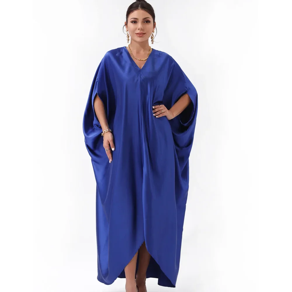 Womens Dress Middle East Robes Satin Pajamas Long Dress 100-300 Kg Large Size Loose Robe Manches Chauve Souris Femme