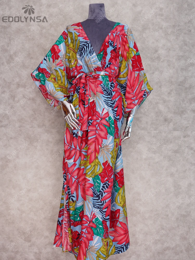 البوهيمي مطبوعة قفطان المرأة بحر تونك شاطئ التستر صيدا دي برايا ملابس السباحة بيكيني الغطاء صوفية رشيق # Q944 #5