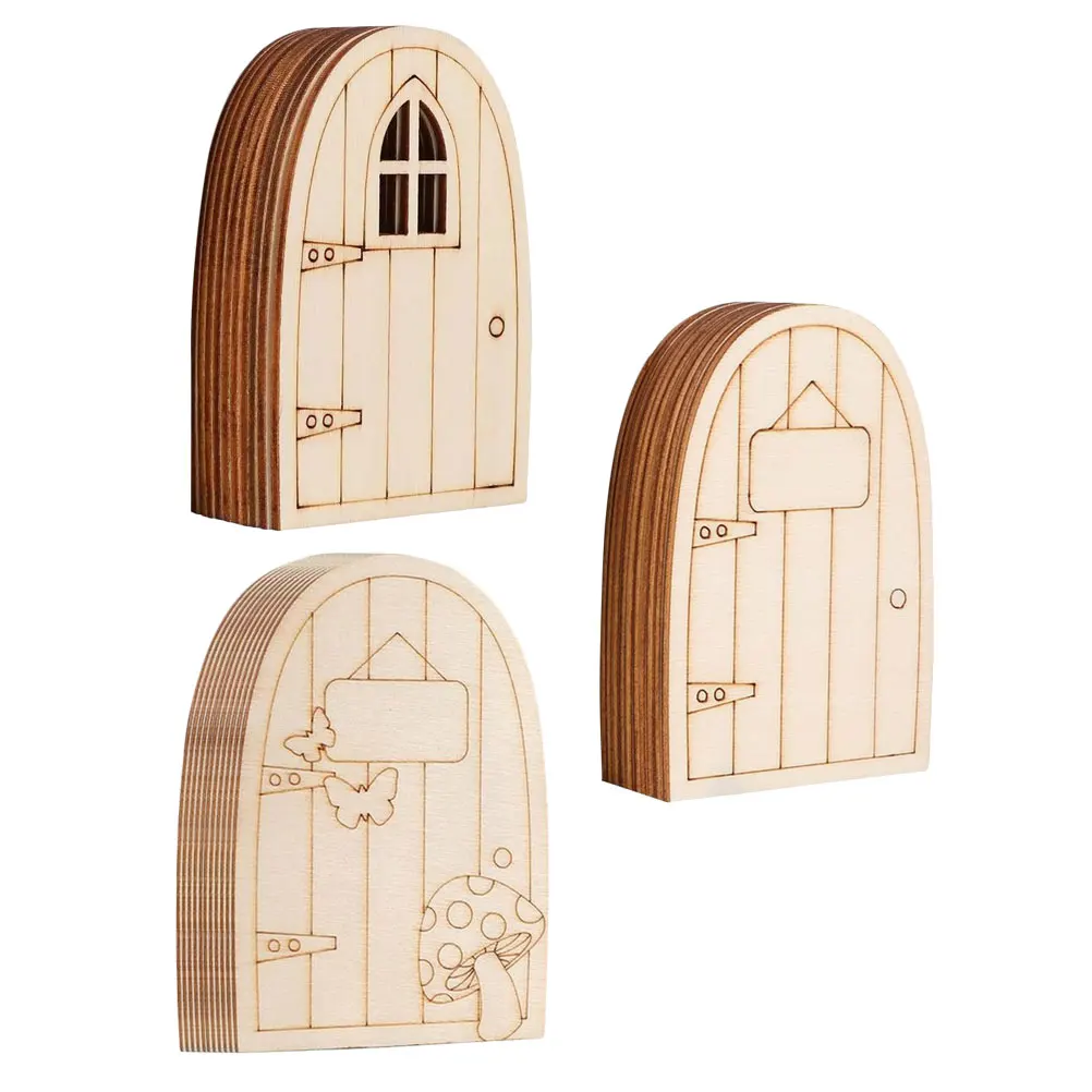 

30pcs Wooden Elven Gate Mini Doors for Dollhouse Decor Lightweight Easy to Carry Store Gifts Mini Furniture Toy Simulation