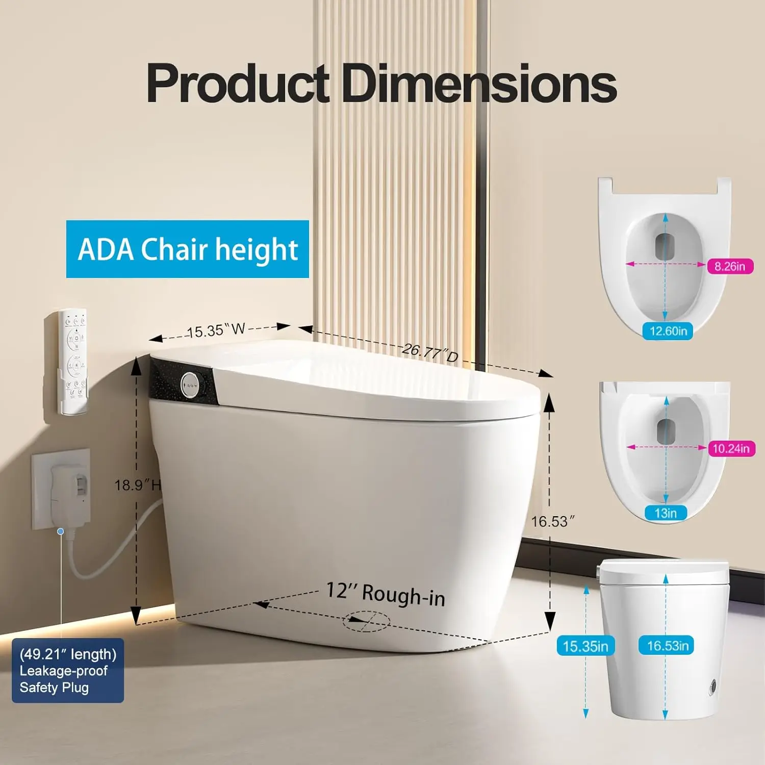 Smart Toilet with Bidet Built In, Modern Tankless Bidet Toilet with Auto Open/Close, Self-cleaning, Instant Warm, Customized image 2