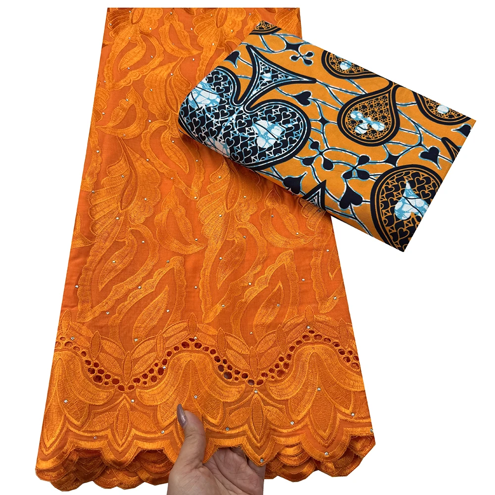 Recién llegado, tela de encaje de gasa suiza africana, 2,5 + 3 yardas, tela de cera Real africana para coser vestido de fiesta