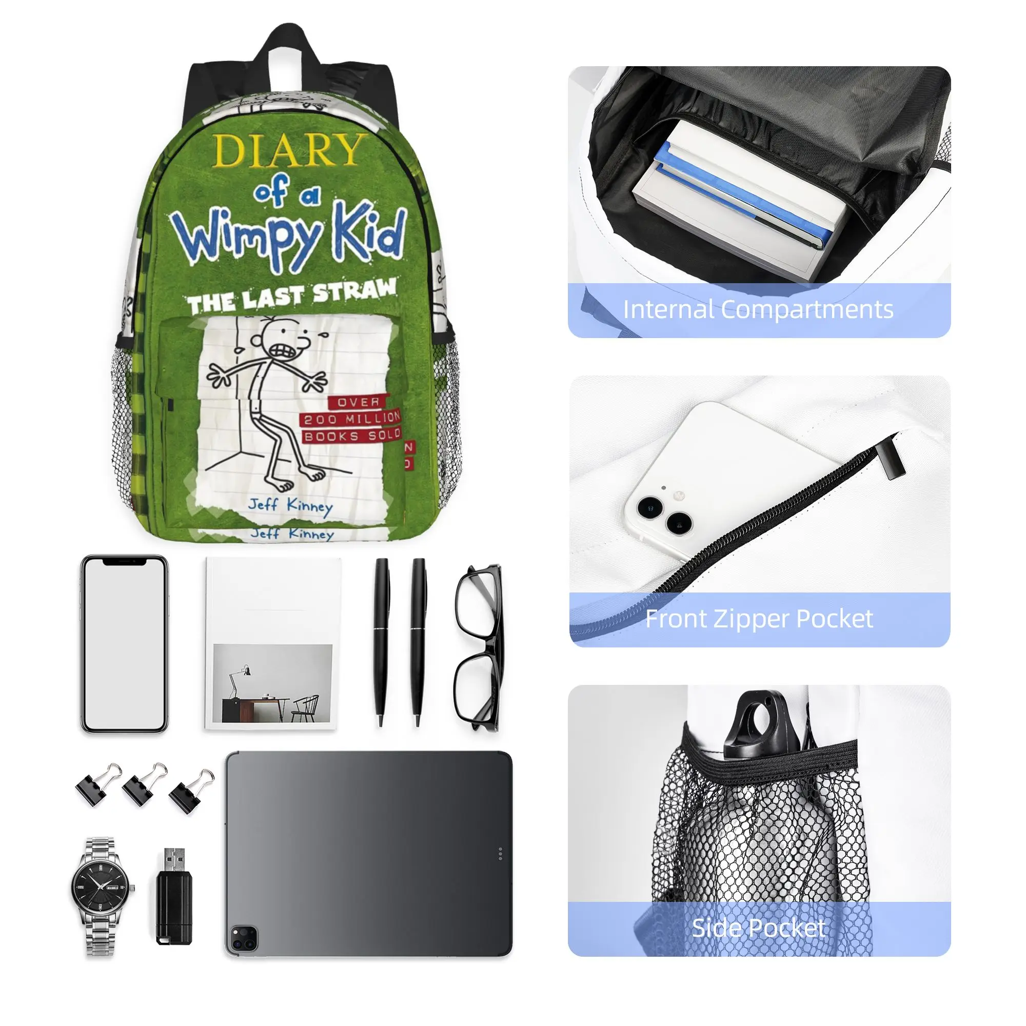 Diary of a Wimpy Kid The Last Straw cover Backpack Hot Sale Daypack Boys Girls BookBag Shoulder Bags for Men Women School Bag