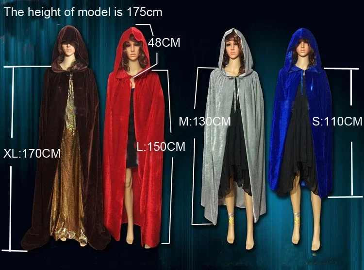 고딕 벨벳 후드 망토 케이프 의상 코스프레 위카 마녀 뱀파이어 작은 빨간 승마 후드 가운 의상 멋진 할로윈 파티
