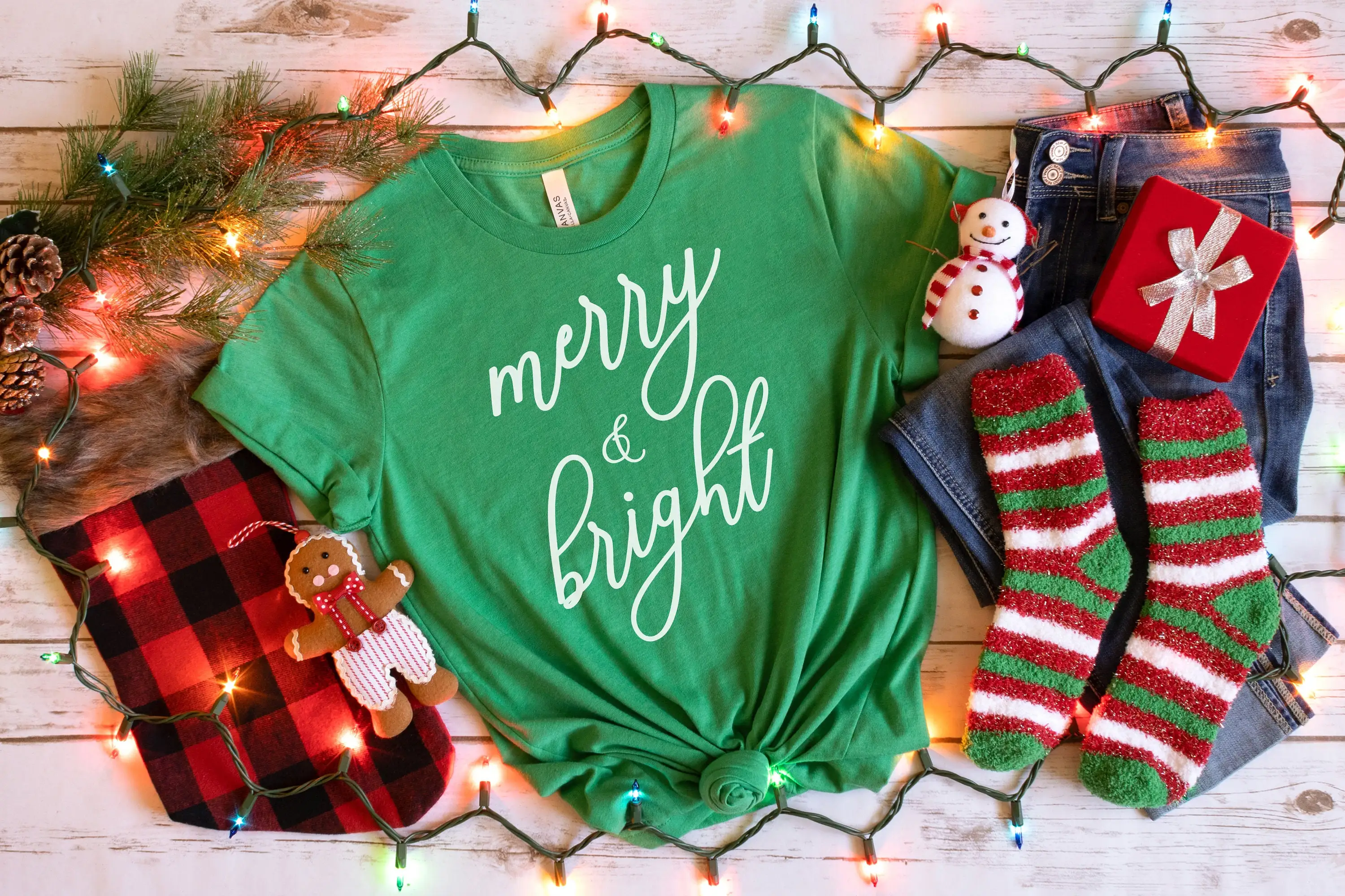 تي شيرت عيد الميلاد للنساء عطلة سعيدة ومشرقة