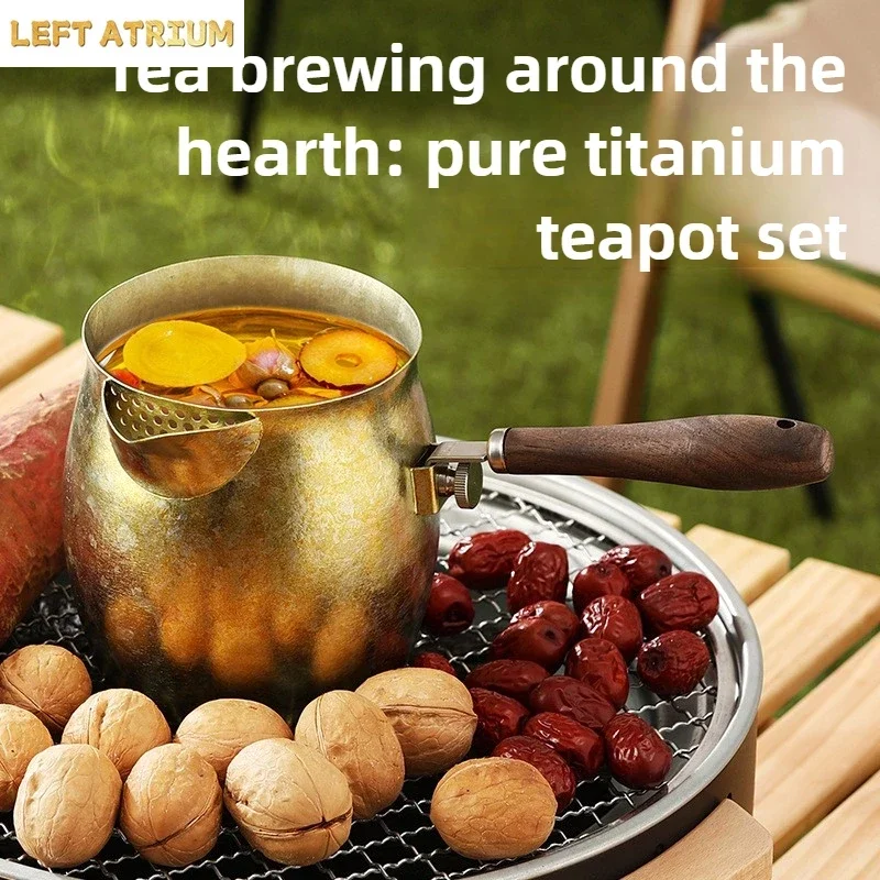 Pure Titanium Tea Pot with Built-in Filtering Tea Compartment Tangerine Peel Traditional Chinese Medicine and Stove