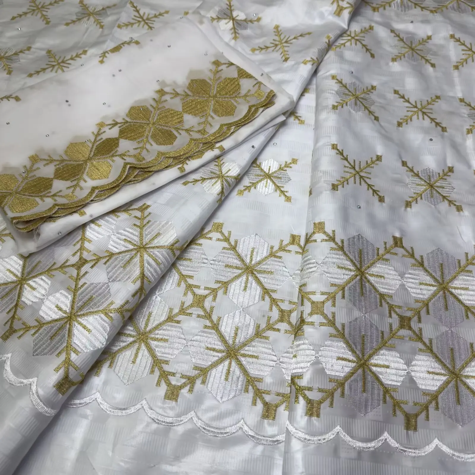 

African Bazin Riche Fabric African Lace Fabric Bazin Brode 7 Yards Nigerian Lace Fabric For Party Dress Dubai Style