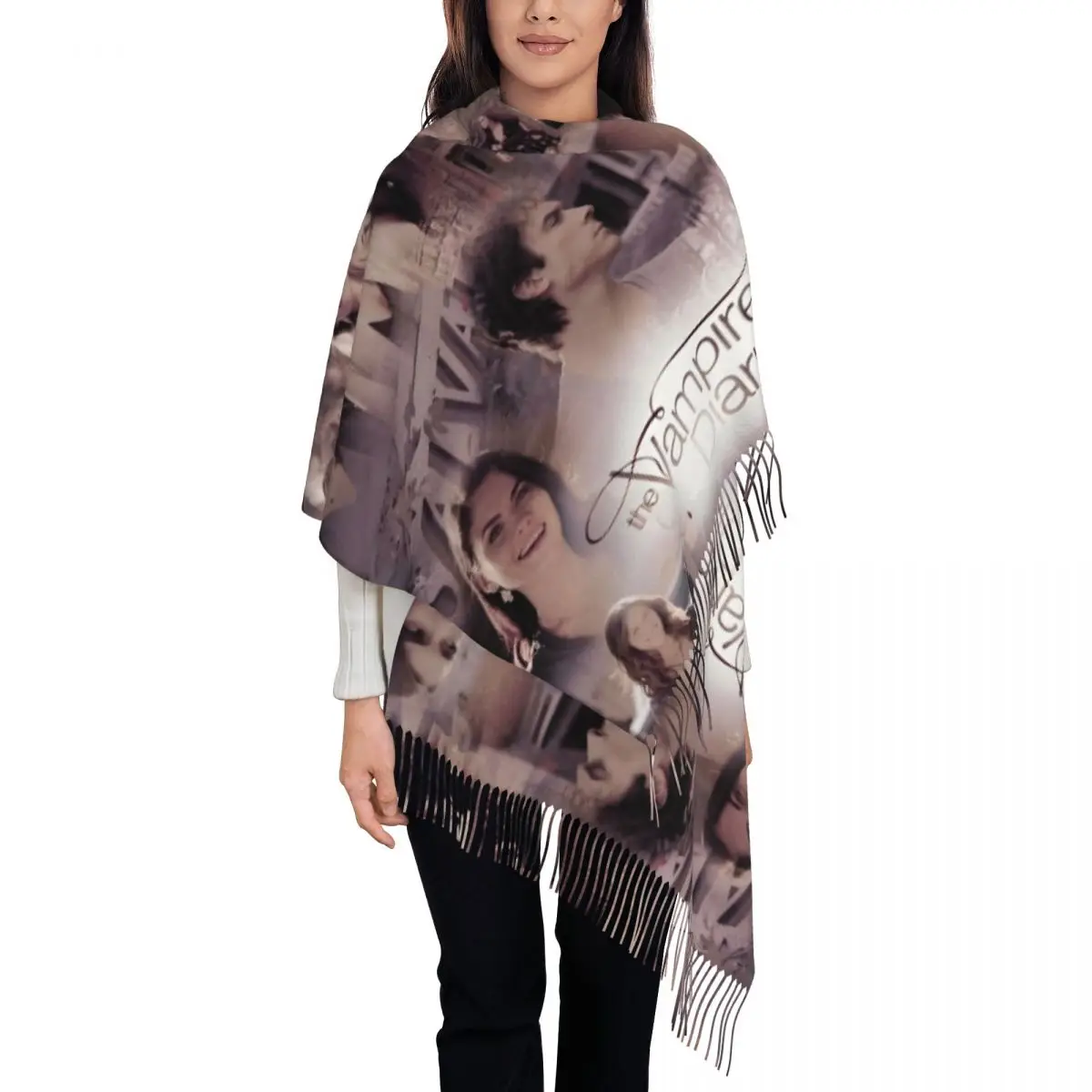 Blutmond FF The Vampire Diaries Scarf for Womens Warm Winter Cashmere Shawl Wrap Long Large Shawl Scarf for Daily Wear