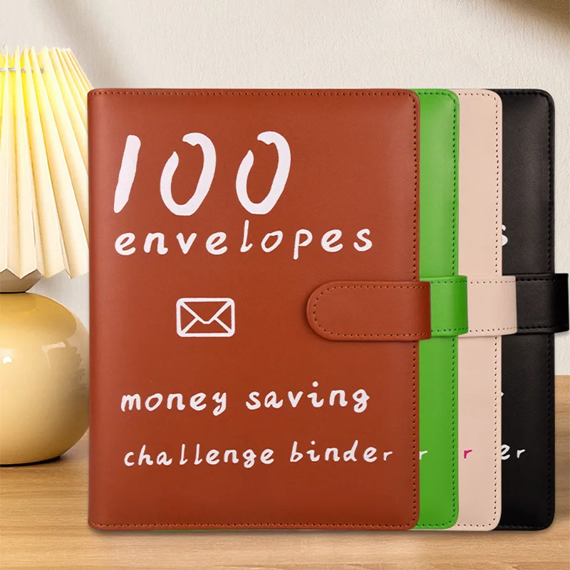 100 Day Challenge for Couples To Save Money, Leather Hand Account, Loose Leaf Book, Transparent Inner Book, Savings Book