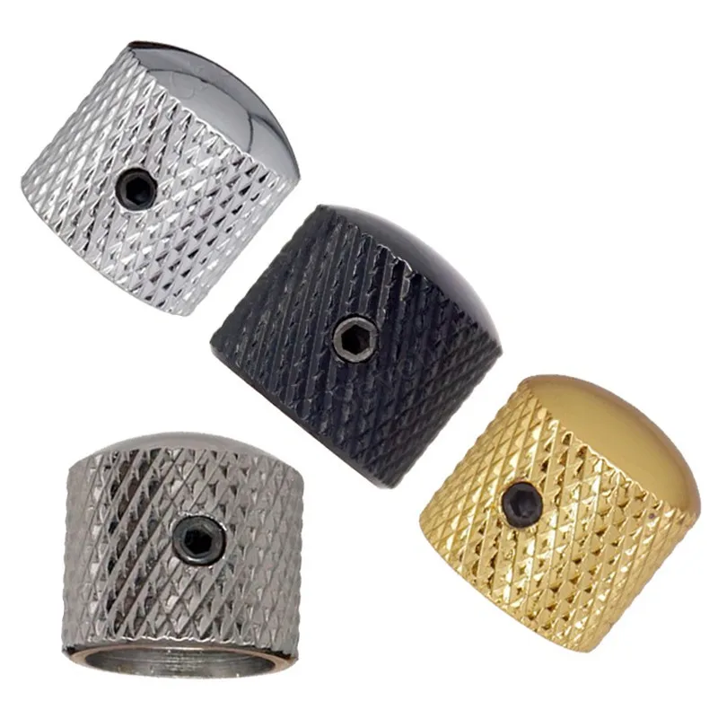 

4Pcs/lot Metal Knurled Dome Knobs for Guitar Bass With Wrench Gold Gun Color Chrome For Choose Guitar Accessories Parts