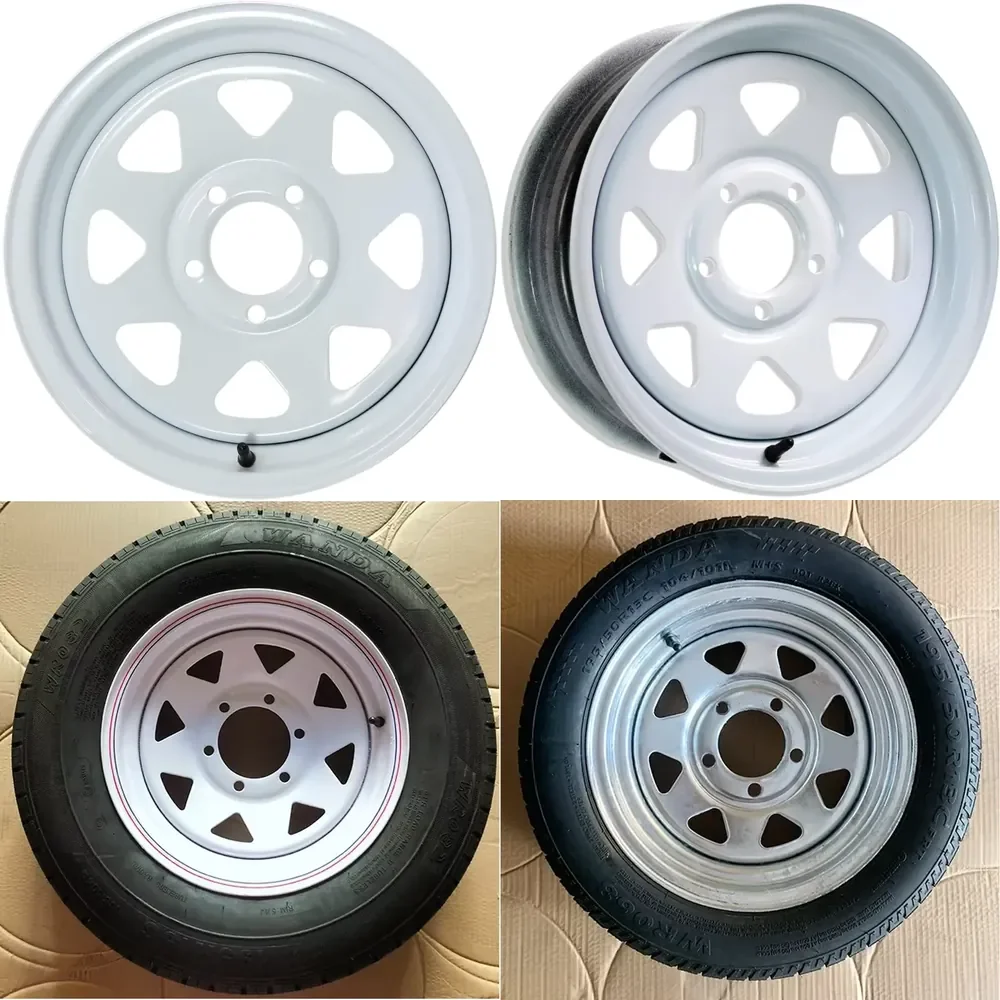 

i Trailer Parts Trailer Wheels Rim 13 14 15 16 Inch White Spoke 2150 Lb 3.19 Center Bore Triangle Hole