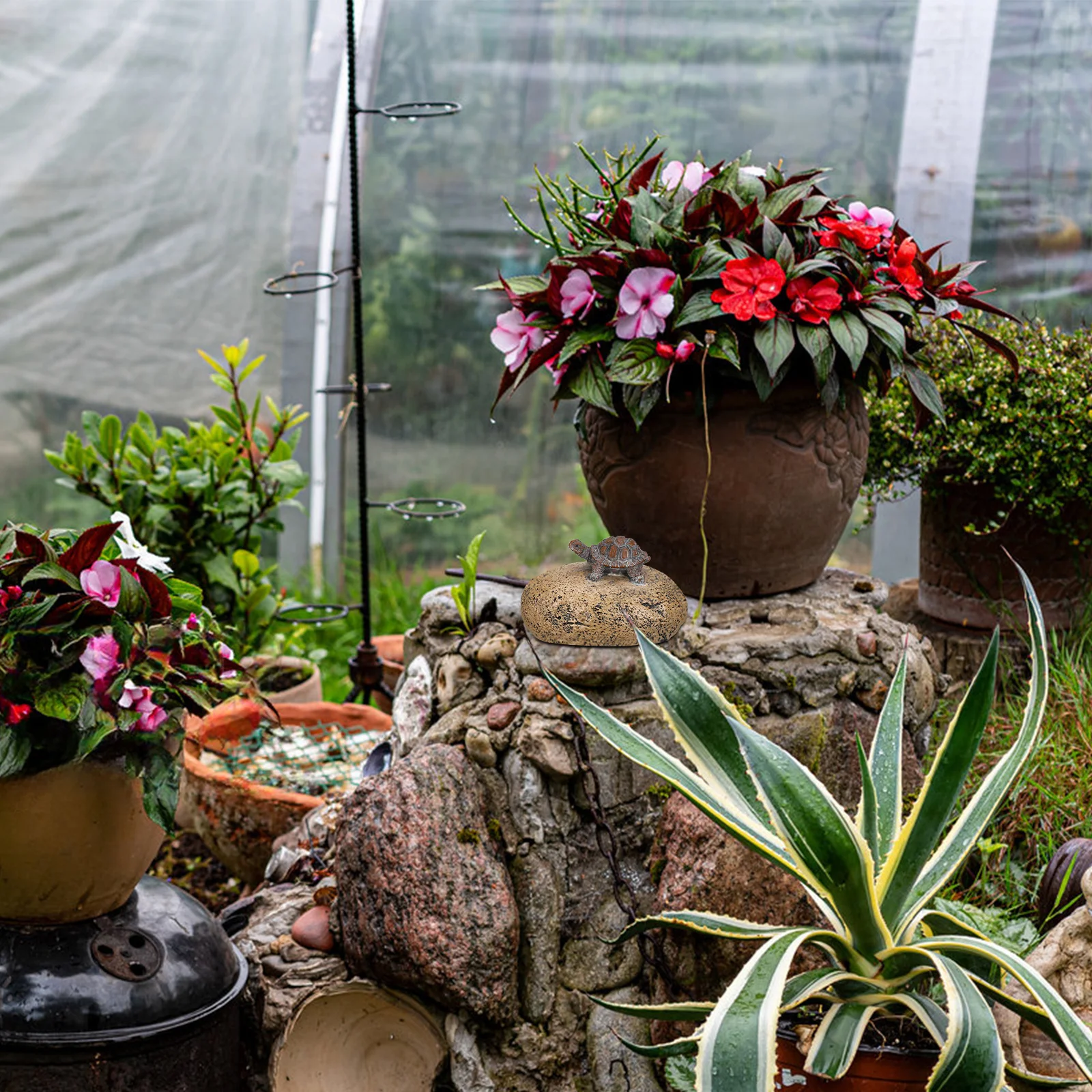 صندوق مفاتيح من الراتنج، تصميم سلحفاة صخرية نابضة بالحياة، حامل مفاتيح خارجي، تخزين مخفي، ديكور حديقة، مقاوم للماء، آمن #6