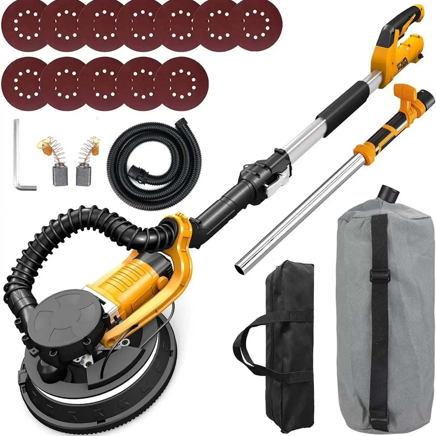 Drywall Sander,1000-2100RPM Telescopic Long Neck Sander(880W), 5-Speed Gear,  with LED Light, Foldable Handle