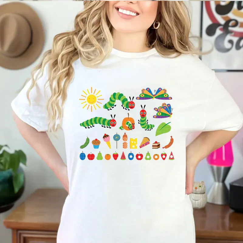 ولكن لم يزال جائع كاتربيلر الجرافيك تي شيرت الكتب للأطفال كتاب قراءة القمصان العودة إلى المدرسة المعلم الحياة التي شيرت
