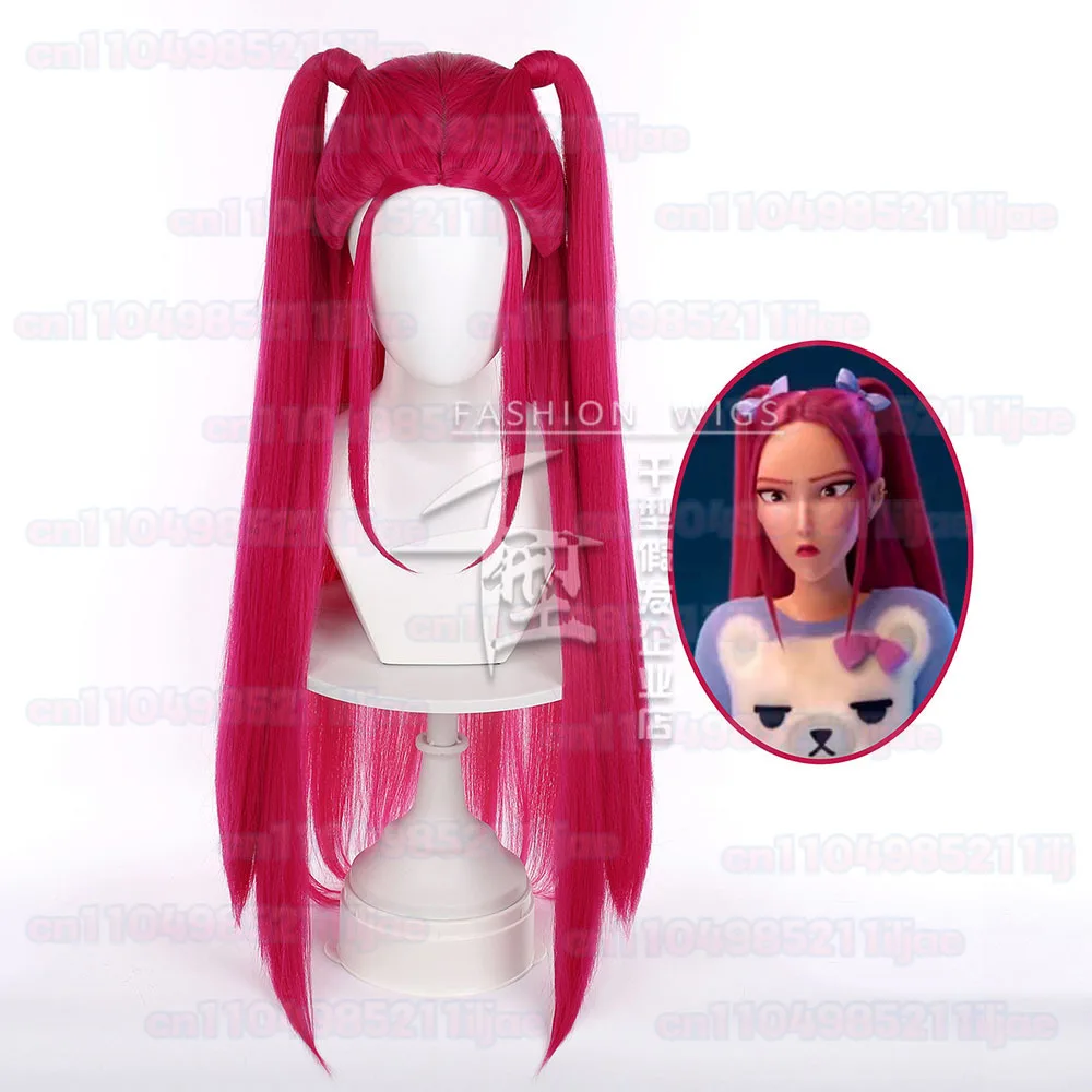 Peruki Cosplay Mira Damskie Peruki na Halloween Demon Hunters Peruka Cosplay 75cm Odporna na Ciepło Syntetyczna Peruka na Imprezę Mira + Czepek pod Perukę