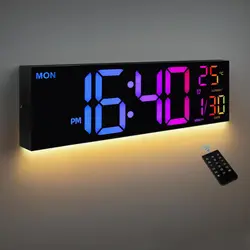 8 Colors Digital Wall Clock 16.2