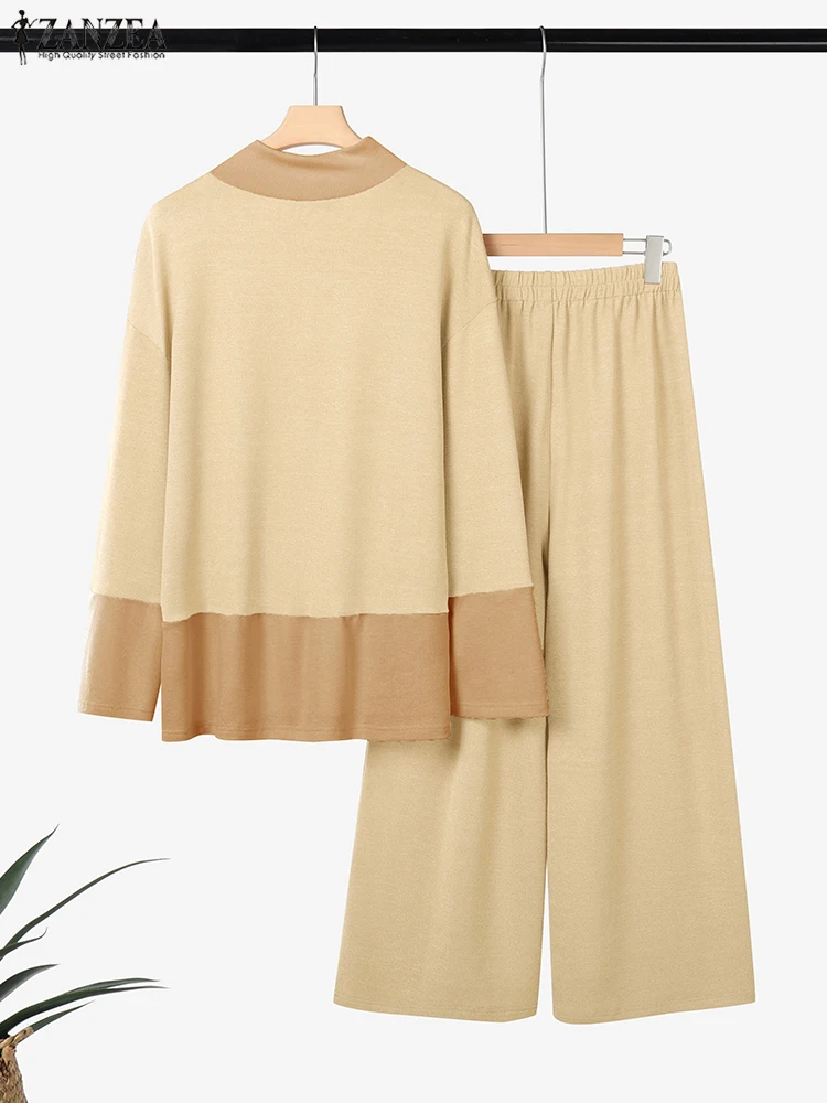 ZANZEA 2025 Elegante Büro Dame Outfits Frauen Hosen Sets Casual Lose Langarm Bluse Hosen Anzüge Solide Mode Passenden Sets