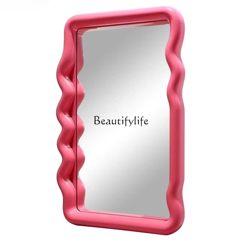 

LIrregular Wave Shape Freestanding Full-Length Mirror Simple Wall-Mounted Decorative Large Mirror