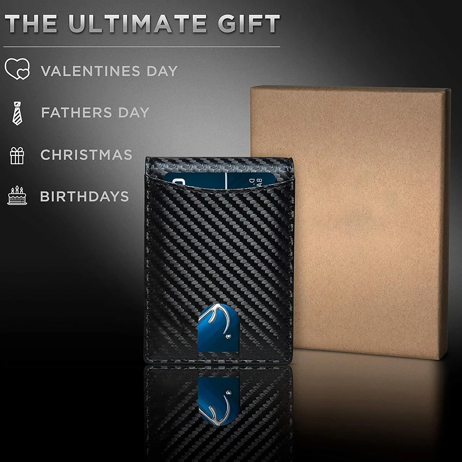 남성 슬림 지갑 - RFID 차단 앞주머니 반지갑 신용카드 홀더 - 슬림 - 머니클립 포함 남성 지갑