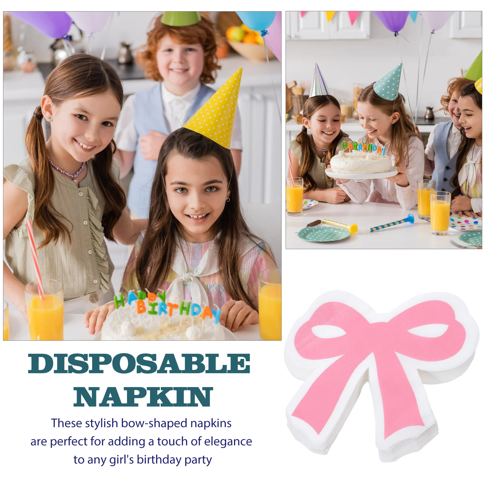 40 قطعة مناديل على شكل فيونكة على شكل فراشة 6.37 بوصة × 6.09 بوصة مناديل ورقية للاستعمال مرة واحدة باللون الوردي لحفلات أعياد الميلاد ومستلزمات الأنسجة المزخرفة للعشاء #4