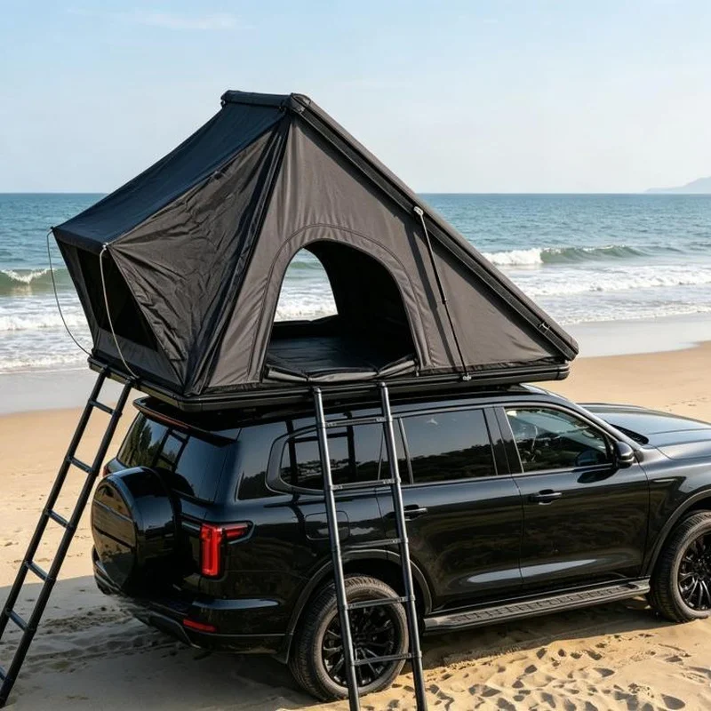 High Quality 4x4 Off-Road Overland 2-3 Person Waterproof Aluminum Hard Shell Triangle Rooftop Tent For SUV Pickup