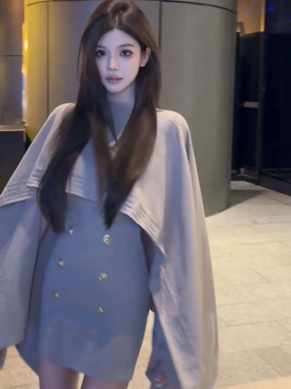 

High-End Knitted Coat Dr Set for Women Spring Faion Trend Irregular Hemline Spicy Girl Sle Long Sve round Ne Two-...