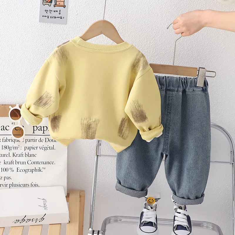 Designer Baby Boys Suit 2024 Spring Girl and Boy Boy Clothes 1 To 2 Years Casual Long Sleeve T-shirts and Pants Kids Tracksuits