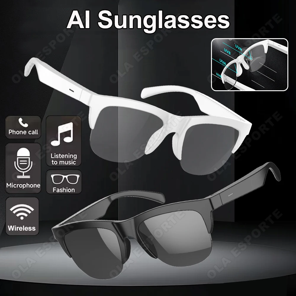 نظارات ذكية AI للتحكم الصوتي، تشغيل الموسيقى اللاسلكي، جودة صوت هاي فاي، بطارية عالية السعة، حماية من الأشعة فوق البنفسجية #1